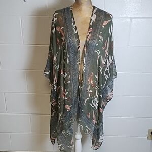 Floral Kimono Cover-up Loagenlook Cardigan OSFM